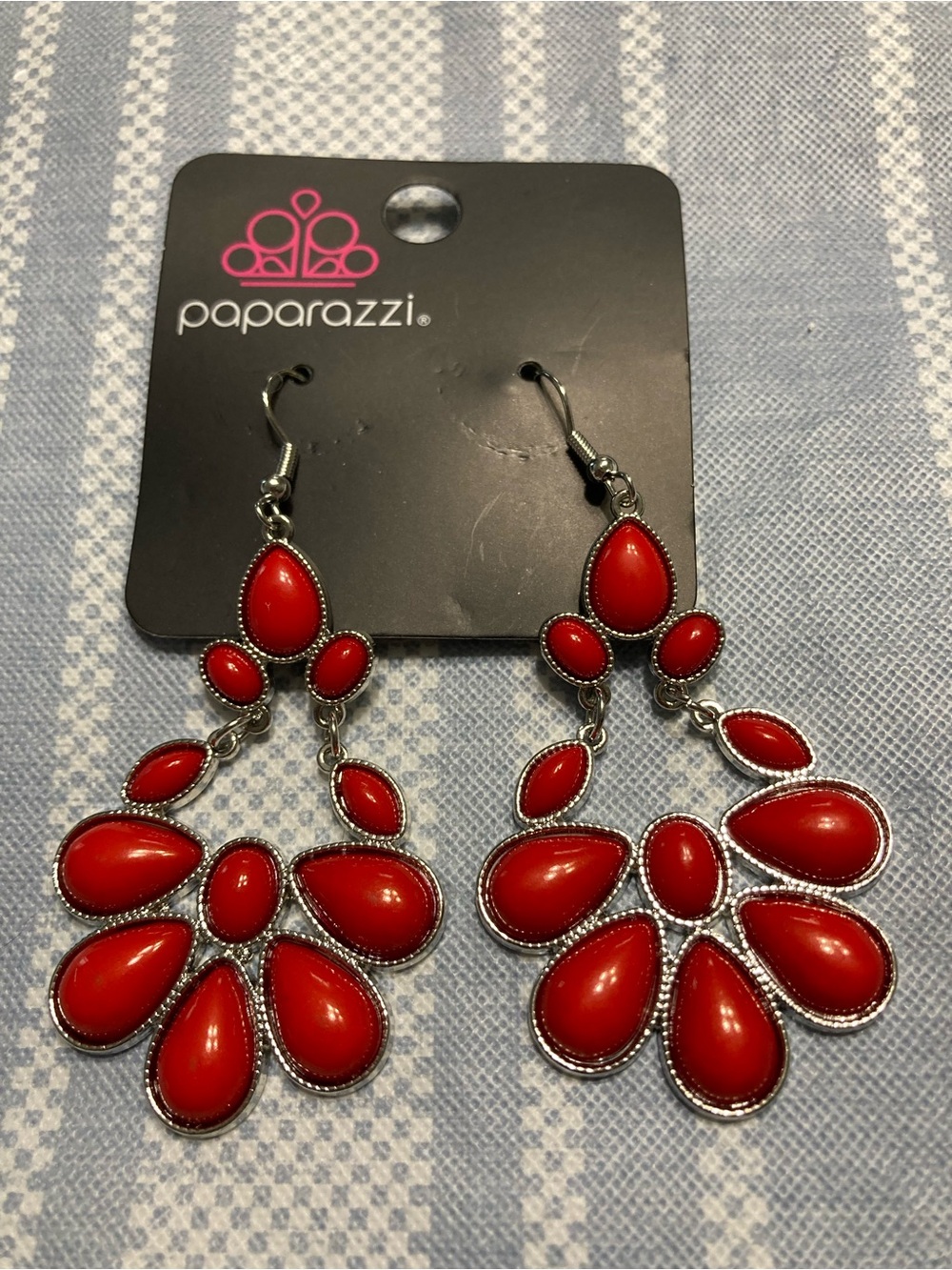 NWT Paparazzi drop earrings with red stone accents.